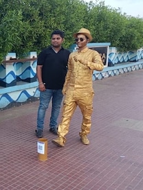 Visakhapatnam’s ‘Golden Man’: Unique Attraction Drawing Crowds for Selfies