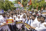 Students protest NEET results outside education ministry in New Delhi