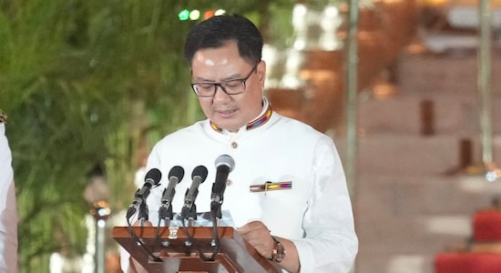 53-year-old Kiren Rijiju will continue as the Minister for Parliamentary Affairs, a role that would become more crucial in the absence of a full majority for his party, the Bharatiya Janata Party (BJP), for the first time in 10 years. Before the election, Rijiju, a leader from Arunachal Pradesh, was also the cabinet minister for food processing ministry, which has now been shared with an important ally, Chirag Paswan of the Lok Janshakti Party from Bihar. 53-year-old Kiren Rijiju will continue as the Minister for Parliamentary Affairs, a role that would become more crucial in the absence of a full majority for his party, the Bharatiya Janata Party (BJP), for the first time in 10 years. Before the election, Rijiju, a leader from Arunachal Pradesh, was also the cabinet minister for food processing ministry, which has now been shared with an important ally, Chirag Paswan of the Lok Janshakti Party from Bihar.